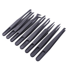 1 Set antistatische Kunststoffpinzette-Schwarzes 8-teiliges Set