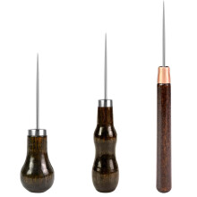 Pack of 3 awl, tingling needle, awl with wooden handle, leather tool, sewing punch