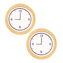6Stk Mini Holz Wanduhr Gelb Mini