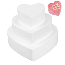 3pcs Cake Model Heart Shaped Foam Polystyrene For Cake Decorating DIY Modelling Baking Practice