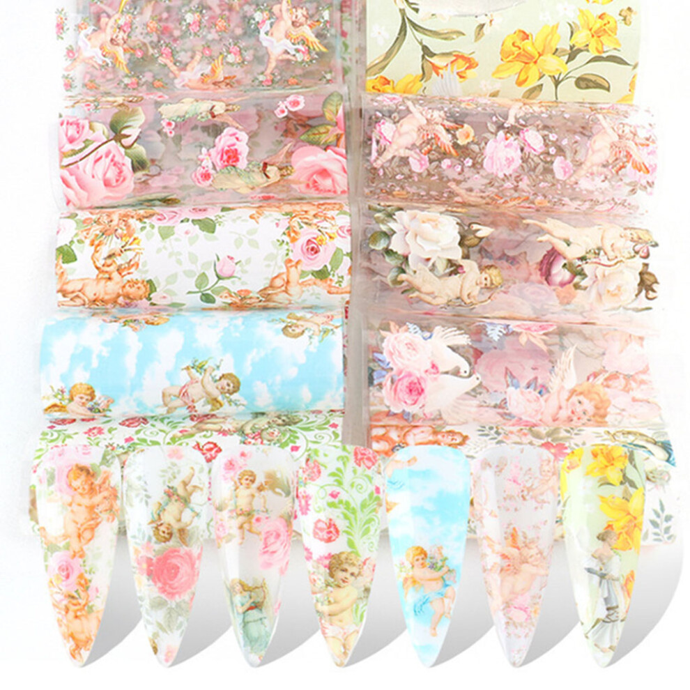 Angel Nail Art Foil Transfer Stickers Flower Nail Art Films Nail