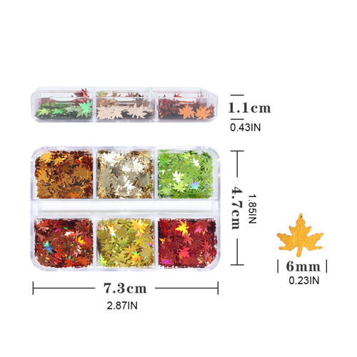 Metallic Sequins Fall Leaf for Nail Art Laser Color Maple-2 2