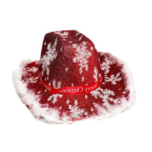 Sequins Christmas Cowboy Cap Stage Props-snowflake feather