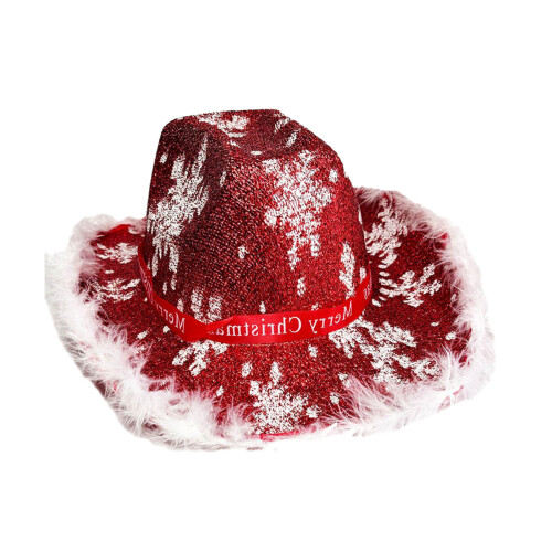 Sequins Christmas Cowboy Cap Stage Props-snowflake feather