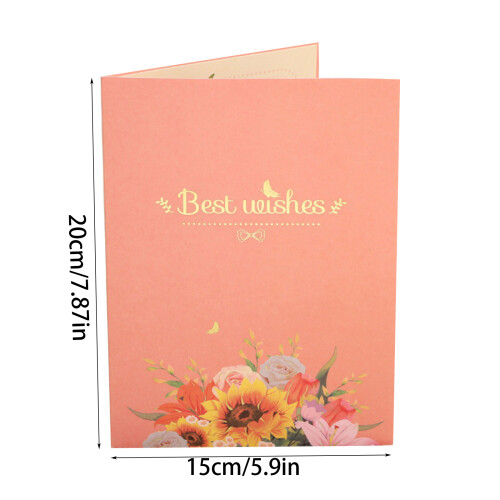 Flower Bouquet Popup Card with Envelope,Removable Note Mother 2