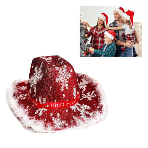 Sequins Christmas Cowboy Cap Stage Props-snowflake feather 2