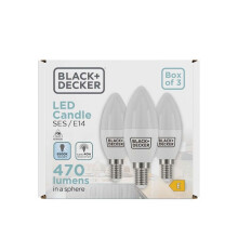 Black + Decker Candle 4.2W 470lm E14 (SES) 6500K Daylight 3pk