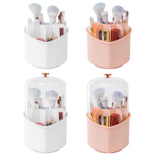Makeup Brush Holder Organizer with Lid,360-Pink covered 2