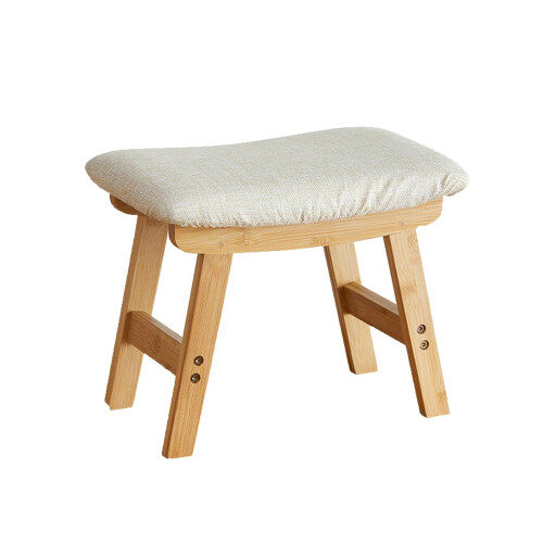 Bamboo Footstool, Rectangular Modern Upholstered Stool, MultiUse as Small Side Table