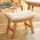 Bamboo Footstool, Rectangular Modern Upholstered Stool, MultiUse as Small Side Table 4
