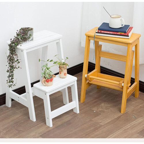 Folding Step Stool 2Step Wood Ladder Chair Lightweight Foldable Stepladder for Home Kitchen Loft Camping 1