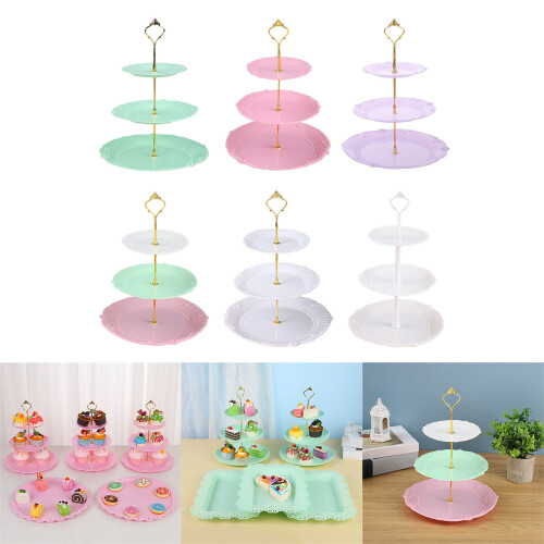 Fruit and Dessert Organizer 3 Tiers Cake-white white pole 2