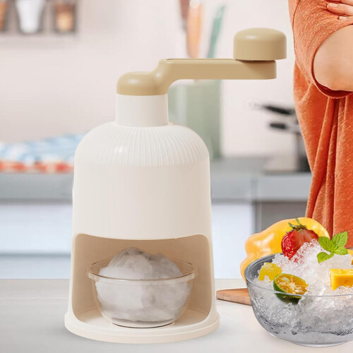 Handheld Ice Crusher Machine Maker for Snow Cones, Ideal for Kitchen Beige 1