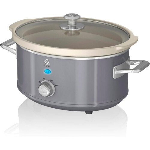 Swan Swan Retro Slow Cooker with 3 Temperature Settings Function, 3.5L, 200W,