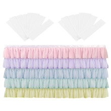 Pasztell szivárványos partidekoráció asztalszoknya elegáns tüll sifon terítő téglalap alakú asztalokra, 6 láb / 9 láb fodros fiesta nemek