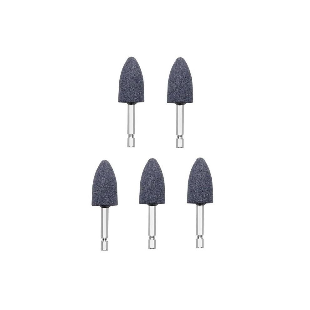 Pack Of 5 Grinding Head Hexagonal Shaft Grinding Wheel Sharpening Head Brown Corundum Cone Polishing Head For Jade Ceramic Glass (Conical) 9001264159979