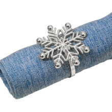 Pack of 6 Napkin Holder Snowflake Napkin Buckles-silver