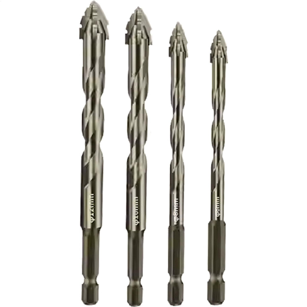 Hard Eccentric Drill Set, Square Serrated Drill Bit Electric Drill For Glass, Ceramic, Tiles, Concrete, Concrete, Stainless Steel Pack Of 4 9001264161675