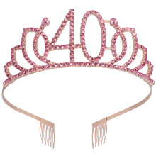 2Stk. Zahl Krone Geburtstagskuchen Deko Haarschmuck Roségold 40