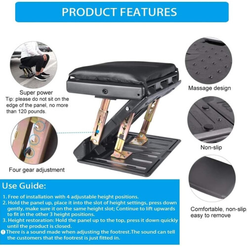 Adjustable Footrest Removable Cushion Leg Support Extension Height Adjustable Ergonomic Footrest 2