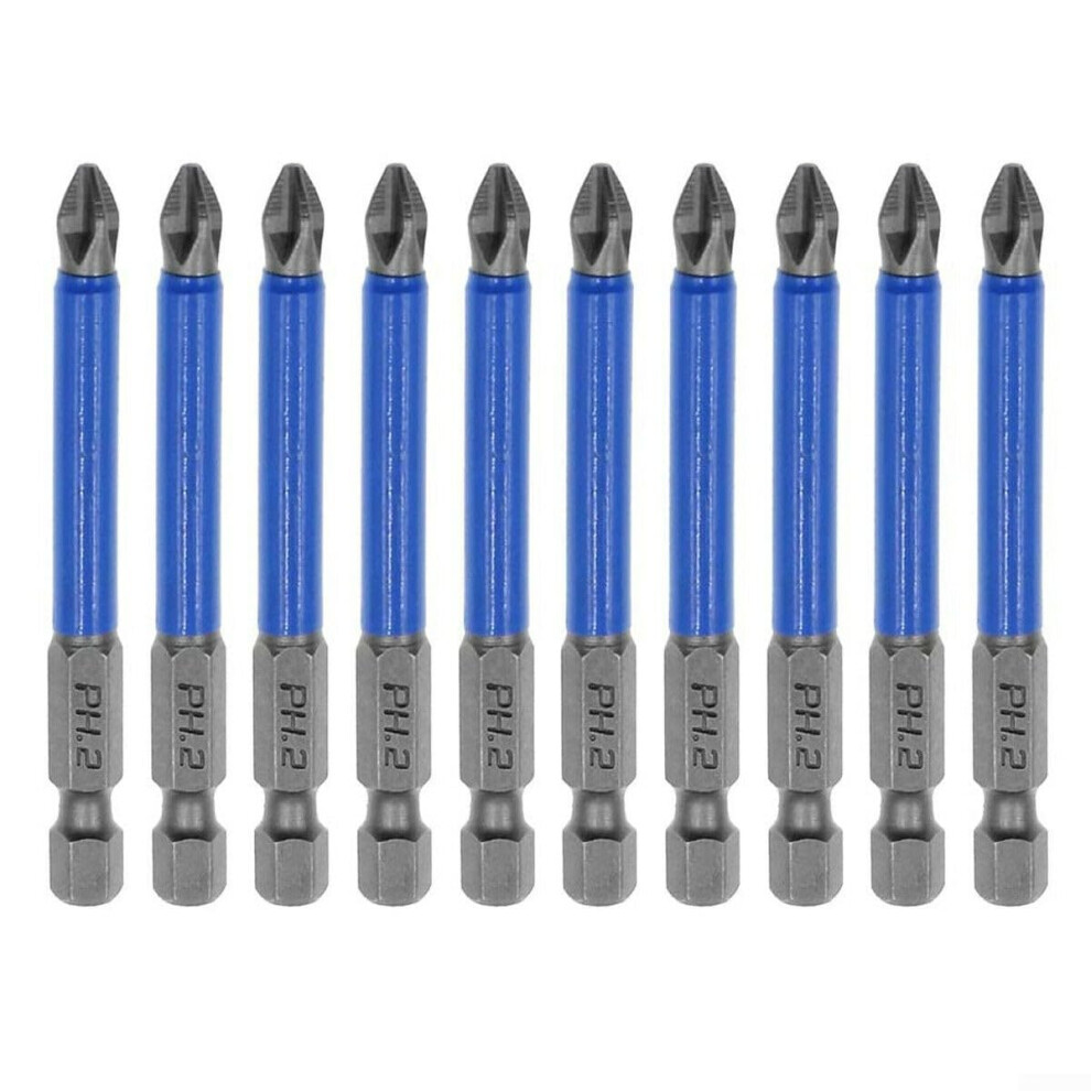 10 X Nonslip Magnetic Hex Shank Ph2 Screwdriver Bits, 70 Mm, For Power And Hand Tools 9119770042071