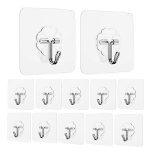 Transparent Seamless Hooks Self Adhesive Hooks Heavy Duty Adhesive Hooks Wall Hooks Rustproof Anti-Corrosion for Smooth Surfaces in Home and Office Se