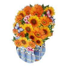Felicitări cu buchet de floarea-soarelui, felicitare 3D pop-up pentru mama ei de Ziua Mamei, felicitări pop-up din hârtie cu flori de