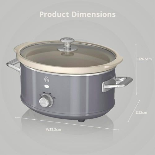 Swan Swan Retro Slow Cooker with 3 Temperature Settings Function, 3.5L, 200W, 2