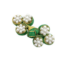 Chinese Knots Frog Button Beaded Closures-grass green gold