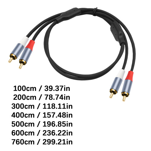 Two Shielded 2RCA Cable Y Split Design High Density Braideds-1m 2