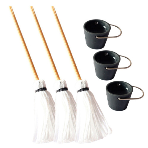 9Sets Mini Mop Und Eimer Reinigungstools Für Puppenhaus 1