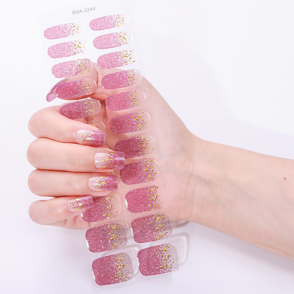 Gel Nail Strips Glitters Adhesive Long Lasting for Women-0244