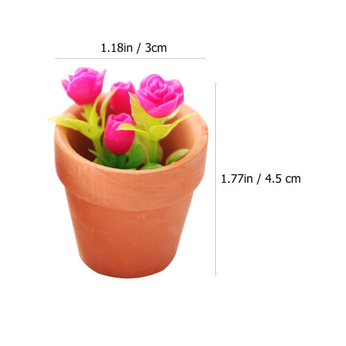 2Stk Mini Rose In Töpfchen Verziert Mini Accessoires Diy 1