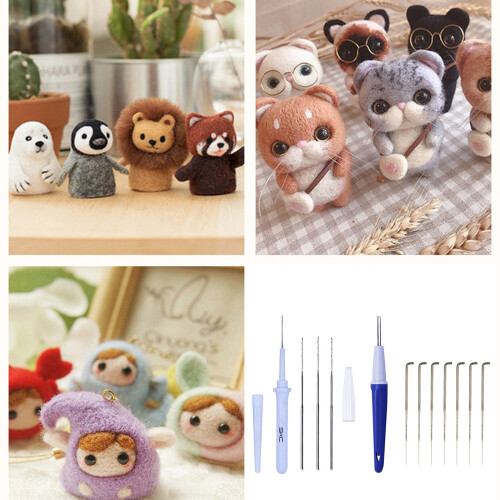 Wool Felt Felting Needle Kits Stitches Punch Needle with Handle 1