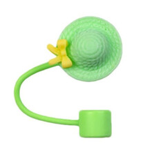 Lovely Hat Shape Silicone Straw Covers Caps Drinking-Green