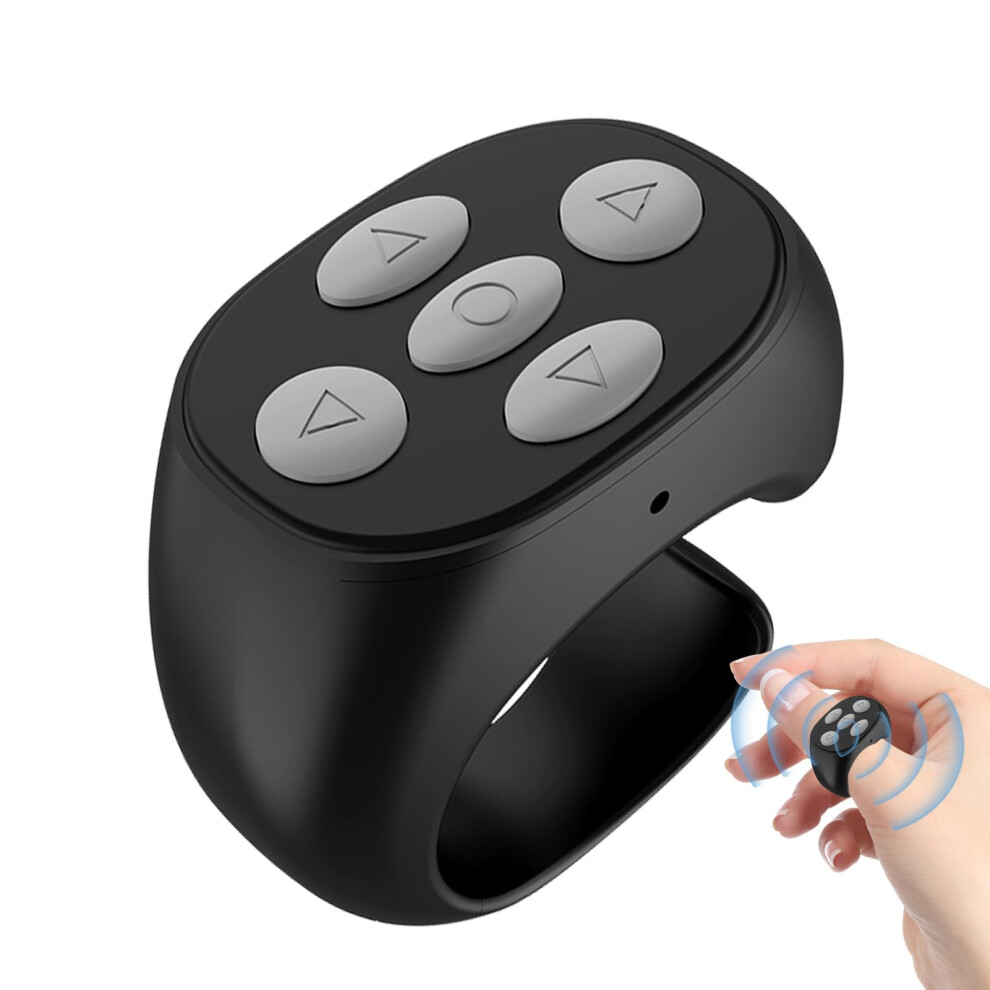 Scrolling Ring Remote Control Camera Shutter Remote,Scroller Ring For Taking Pictures, Reading Ebook, Watching Short Videos Black 9001264162696