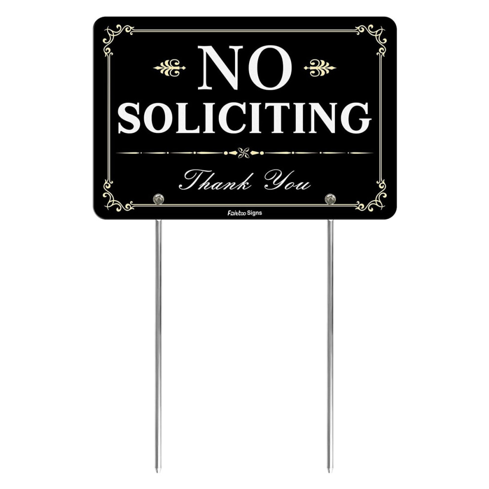 No Soliciting Sign For House Yard, No Soliciting Sign With Stake For Outdoor Use, Heavy Duty Weather Resistance Rust Proof Metal Yard Sign, Decorative 9198585929210