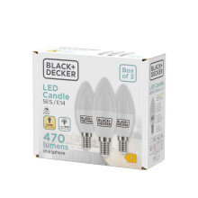 Black + Decker Candle 4.2W 470lm E14 (SES) 2700K Warm White 3pk
