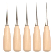 Pack of 5 Sewing Awl with Wooden Handle, Loose Tools for Leather Crafts, Straight Cutting Awl for Sewing Leather and Canvas, Woodwork 5stk