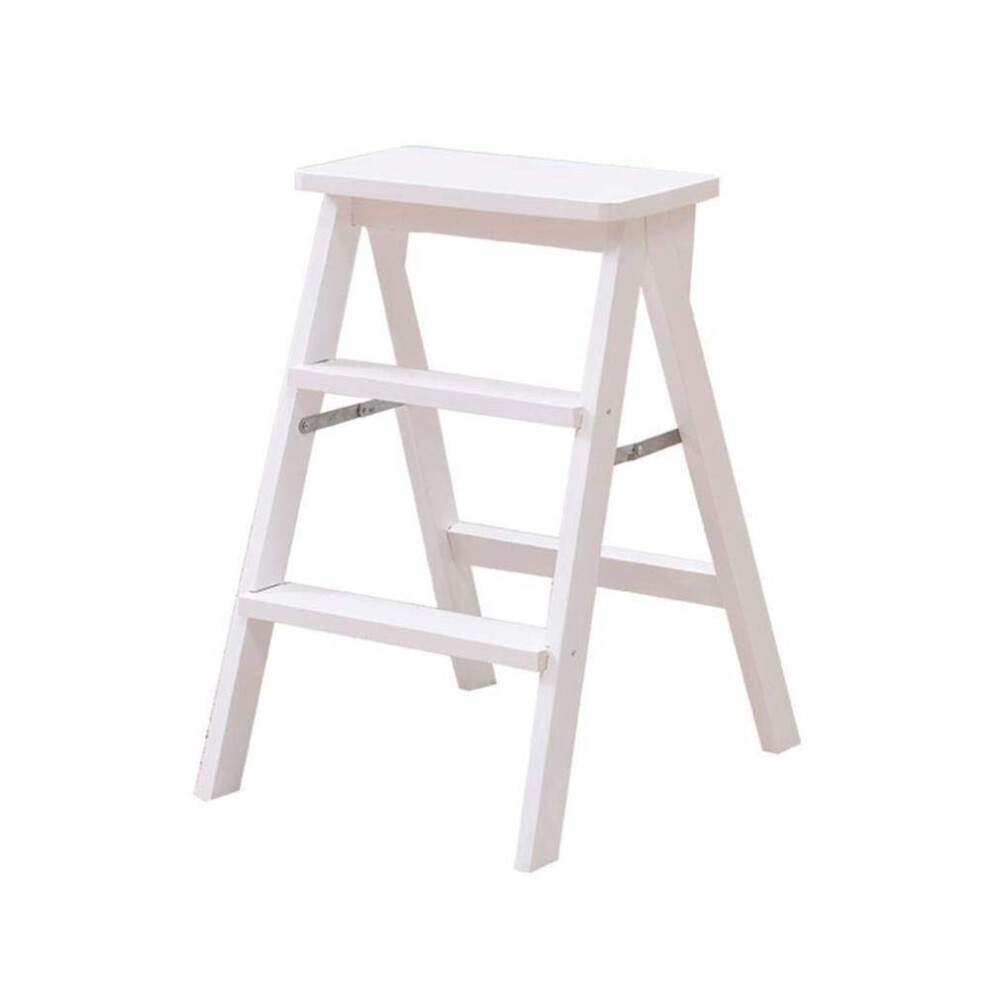 3 Steps Wooden Indoor Climbing Stool, Portable Folding Step Stool, White, For Kitchen And Office 9001264252922