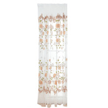 Decorative Printing Floral Pattern Embroidery Window Dressings, Breathable Sheers for a Soft and Natural Look (Brown, 39.37x78.74in)