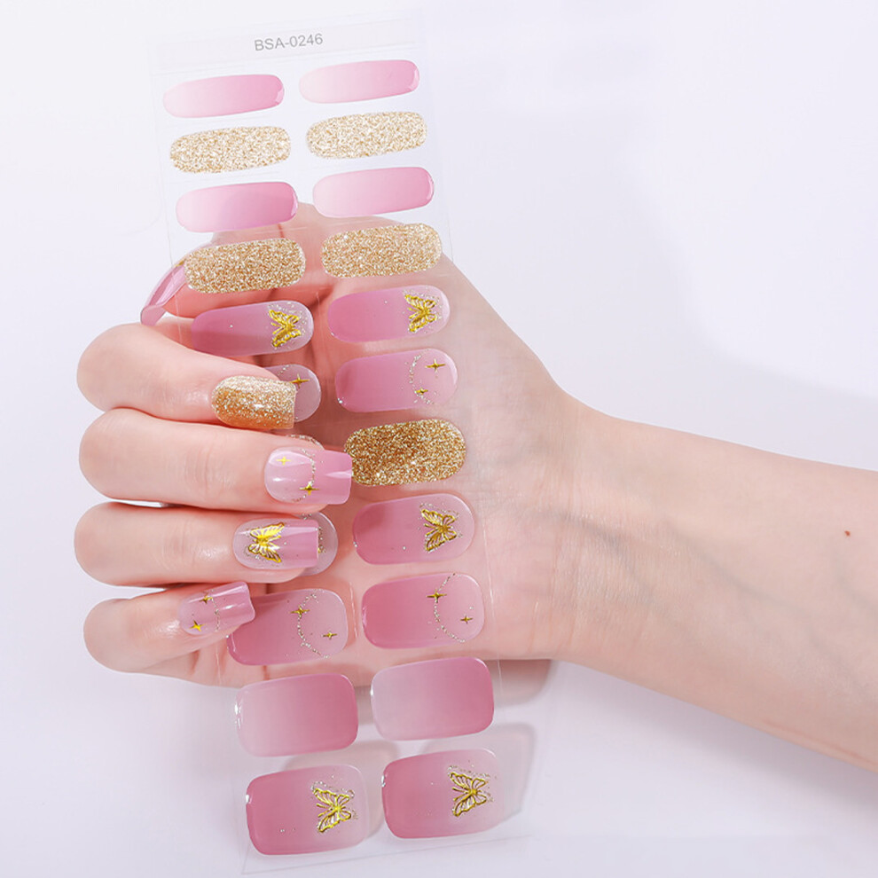 Gel Nail Strips Glitters Adhesive Long Lasting for Women-0246