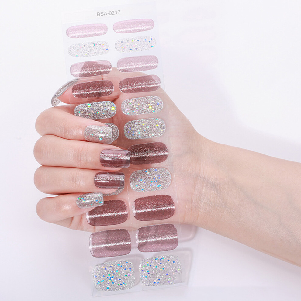 Long Lasting Gel Nail Strips Fashion Glitters Adhesive-0217 7754000999989