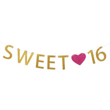 2Stk 3M Glitzer Gold Buchstabenbanner Papiergirlande