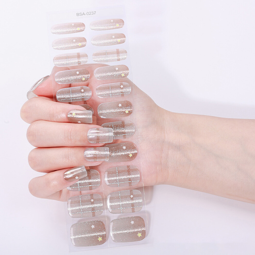 Gel Nail Strips Glitters Adhesive Long Lasting for Women-0237