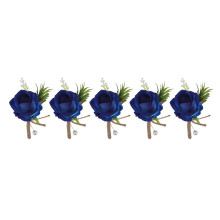 Elegante set di boutonnière da sposa, fiori artificiali in seta, spilla fissa in plastica leggera e di alta qualità in stile coreano, accessori per