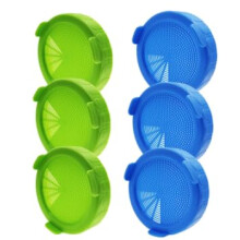 12Pack Sprouting Lids for Wide Mouth Plastic Pour Spout Lid Bean Sprouts Alfalfa Six Green Six Blue