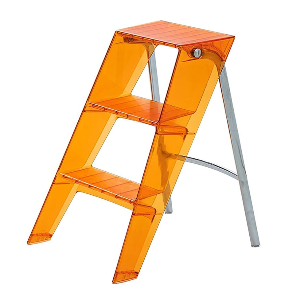 Portable Acrylic Folding Step Stool For Adults Lightweight Step Ladder With Stepped Design Photo Props Orange 9119770115386