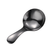 Teaspoon Mini RoundEdge ShortHandle Washable Flatware Spoon Black For Salt Powder Tea Cake Pudding Ice Cream Soup