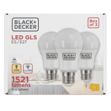 Black + Decker GLS 12.6W 1521lm E27(ES) 2600K (Warm White) 3pk
